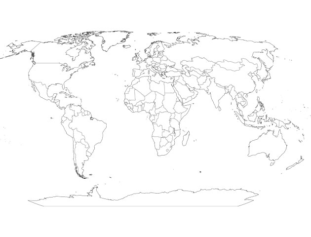 outline world map with continents. world map continents outline.